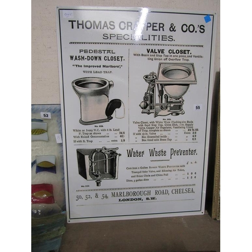 55 - REPRODUCTION METAL ADVERTISING SIGN 'THOMAS CRAPPER & CO.'