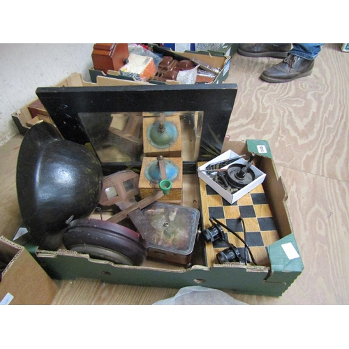 145 - OLD TIN HELMET, WINDER ETC