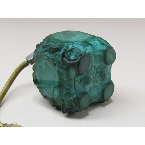 169 - An Art Deco Czechoslovakian malachite atomiser, moulded in relief with flowers, 10cm h.