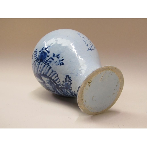 179 - A 19c Delft blue and white vase of baluster form, 22cm h.