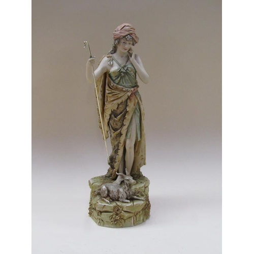 194 - An Art Nouveau period Royal Dux figure of a Shepherdess, model no.136, 38cm h.