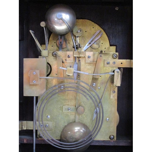 28 - A late 19c English triple fusee bracket clock, the movement chiming on eight bells and hour striking... 