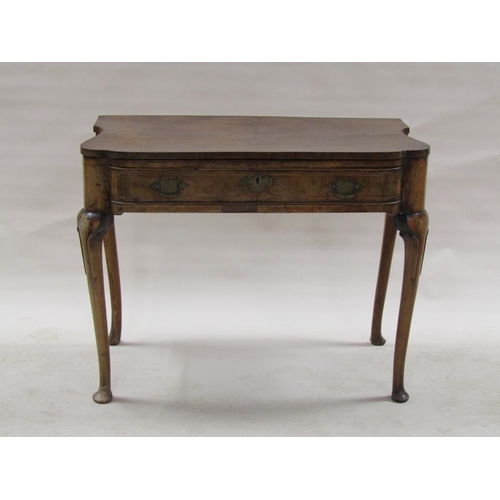 282 - A late 18c burr walnut veneered side table, cross banded and  line inlaid, fitted one long drawer, t... 