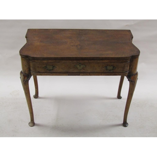 282 - A late 18c burr walnut veneered side table, cross banded and  line inlaid, fitted one long drawer, t... 