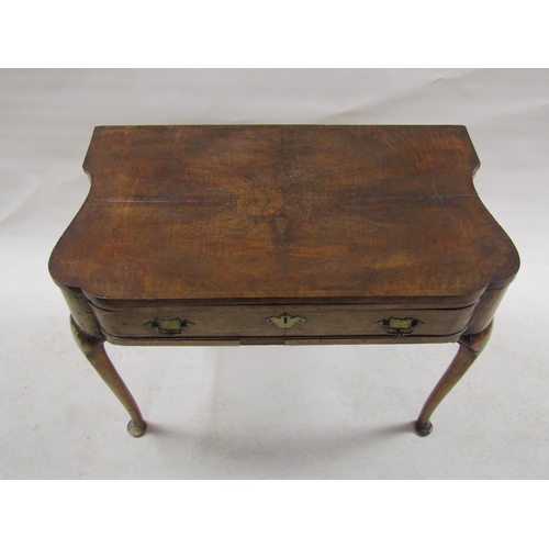 282 - A late 18c burr walnut veneered side table, cross banded and  line inlaid, fitted one long drawer, t... 