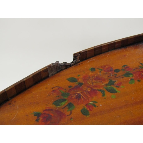 288 - A pair of Regency satinwood two tier occasional tables, painted with flowers, musical instruments an... 