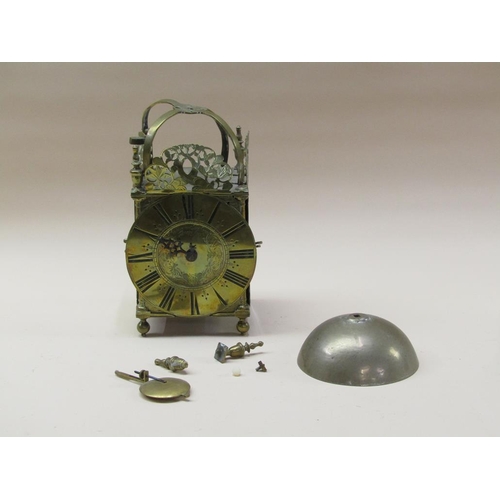 32 - A late 17c Lantern clock case by Sampson Jackson of Thorpe refitted with a double fusee movement in ... 