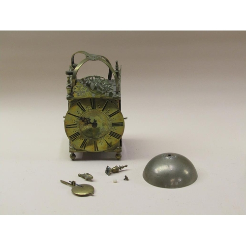 32 - A late 17c Lantern clock case by Sampson Jackson of Thorpe refitted with a double fusee movement in ... 