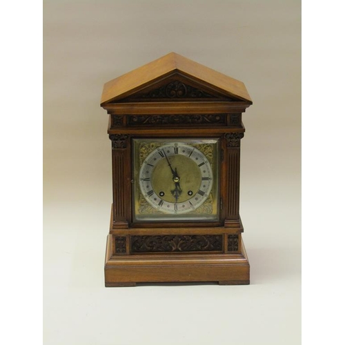 37 - A late 19c German bracket clock by Winterhalder and Hoffmeier with a barrelled spring ting tang move... 