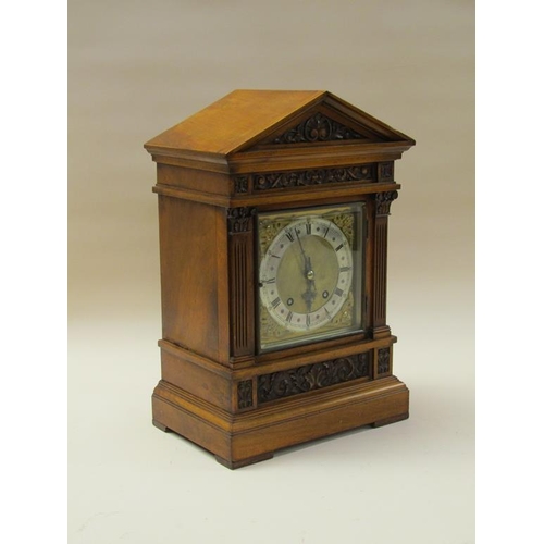 37 - A late 19c German bracket clock by Winterhalder and Hoffmeier with a barrelled spring ting tang move... 