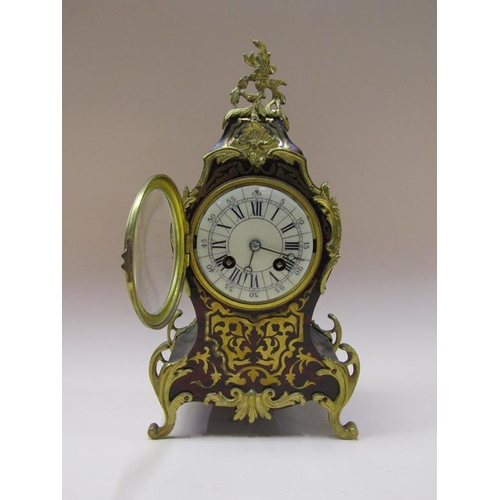 40 - A late 19c French mantel clock, the two train movement rack striking on a gong and having a 9cm diam... 