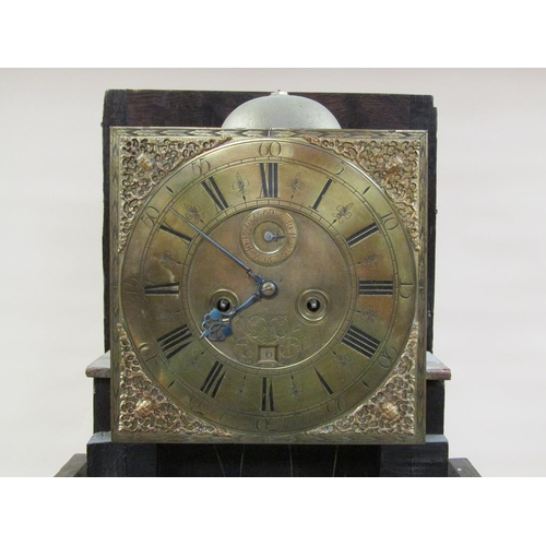 43 - An early 18c eight day longcase clock by Jo Cooper of Whitchurch, the 30cm square brass dial having ... 