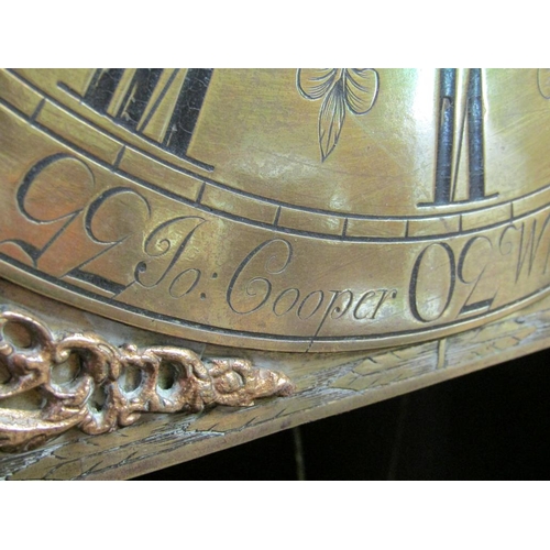 43 - An early 18c eight day longcase clock by Jo Cooper of Whitchurch, the 30cm square brass dial having ... 