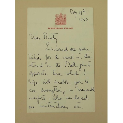 5 - HM Queen Elizabeth II, A hand written pen and ink letter directed to 'Monty'.  Mrs Montaudon Smith w... 