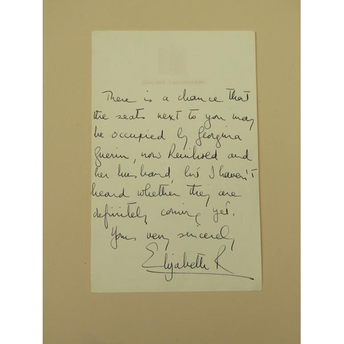 5 - HM Queen Elizabeth II, A hand written pen and ink letter directed to 'Monty'.  Mrs Montaudon Smith w... 