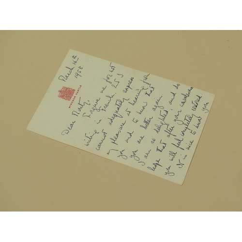 6 - A letter from HM Queen Elizabeth II hand written in pen and ink and dated March 16th 1958, directed ... 