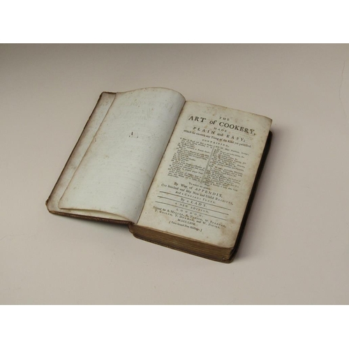 9 - A book - The art of Cookery made plain and easy , by a Lady, a new edition, printed London 1767, lea... 