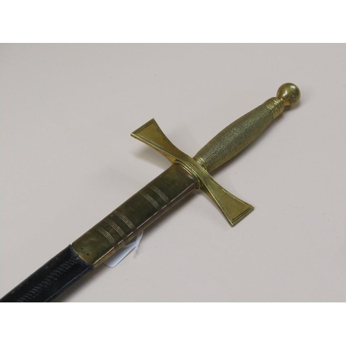 11 - A late 19c/early 20c English brass hilted cruciform dress sword with a steel blade, etched 'Spencer ... 