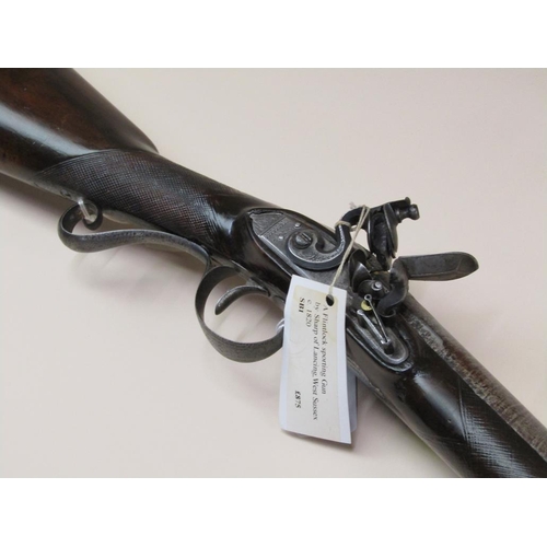 13 - An English flint lock sporting gun by Sharp of Lancing, West Sussex, c.1820,  with figured walnut st... 