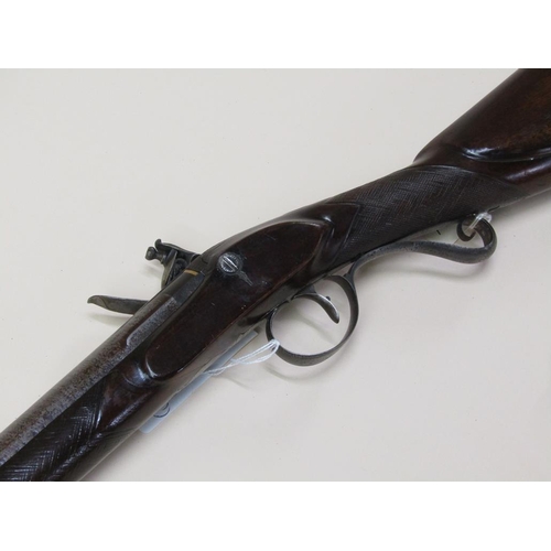 13 - An English flint lock sporting gun by Sharp of Lancing, West Sussex, c.1820,  with figured walnut st... 