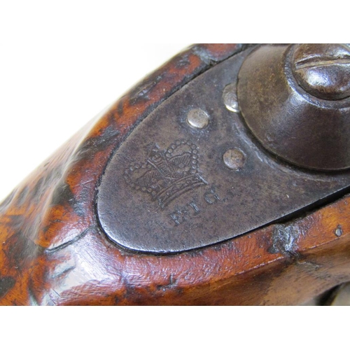 15 - A sixteen bore E I G percussion holster pistol, dated 1867 Birmingham, with crowned EIG, with 8in ba... 