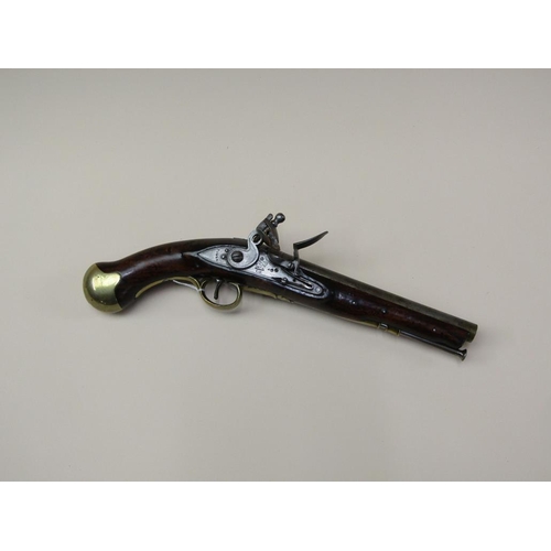 17 - An early 19c flintlock pistol, c.1820, with tower proofs and stamped with crowned GR and Tower, 9in ... 