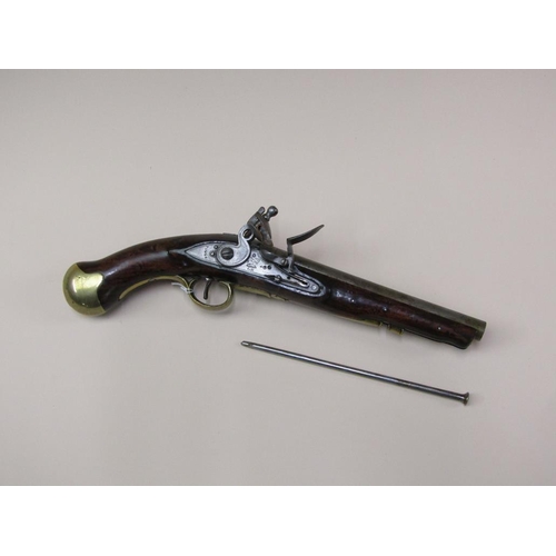 17 - An early 19c flintlock pistol, c.1820, with tower proofs and stamped with crowned GR and Tower, 9in ... 