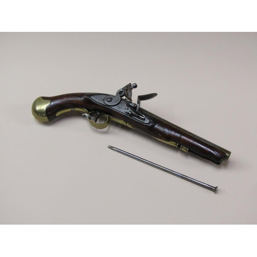 17 - An early 19c flintlock pistol, c.1820, with tower proofs and stamped with crowned GR and Tower, 9in ... 