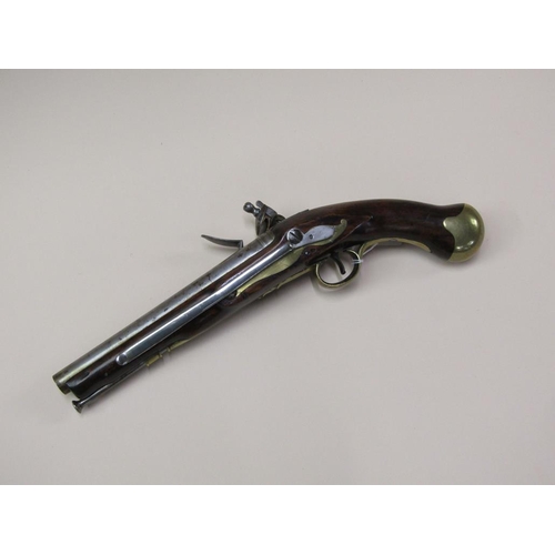 17 - An early 19c flintlock pistol, c.1820, with tower proofs and stamped with crowned GR and Tower, 9in ... 