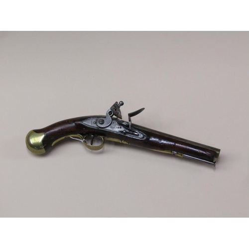 17 - An early 19c flintlock pistol, c.1820, with tower proofs and stamped with crowned GR and Tower, 9in ... 