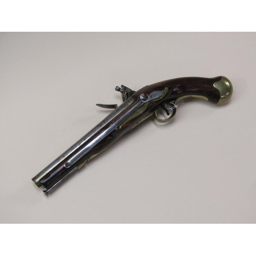 17 - An early 19c flintlock pistol, c.1820, with tower proofs and stamped with crowned GR and Tower, 9in ... 