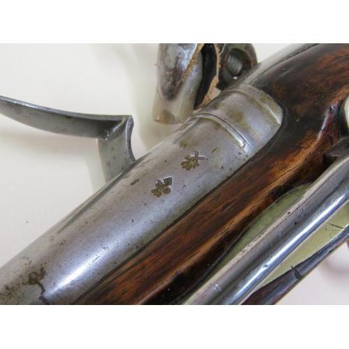 17 - An early 19c flintlock pistol, c.1820, with tower proofs and stamped with crowned GR and Tower, 9in ... 