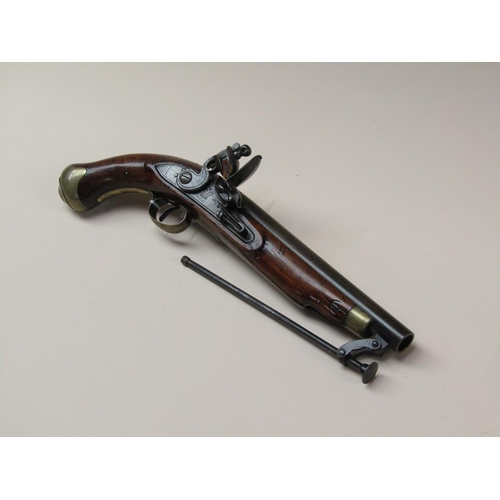 18 - An early 19c flintlock pistol, c.1820, with Tower proofs and stamped with crowned GR and Tower, 9in ... 