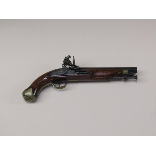 18 - An early 19c flintlock pistol, c.1820, with Tower proofs and stamped with crowned GR and Tower, 9in ... 