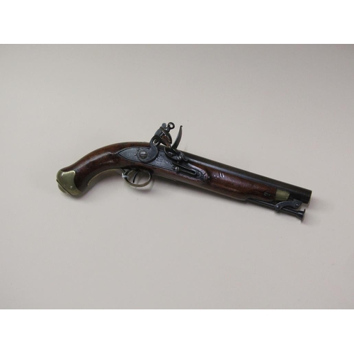 18 - An early 19c flintlock pistol, c.1820, with Tower proofs and stamped with crowned GR and Tower, 9in ... 