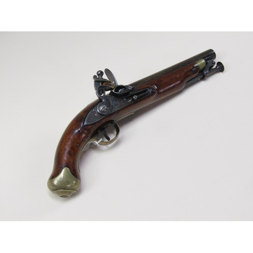 18 - An early 19c flintlock pistol, c.1820, with Tower proofs and stamped with crowned GR and Tower, 9in ... 