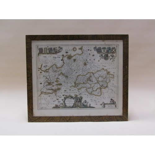 216 - Johannes Janssonius - A 17c map of Buckinghamshire and Bedfordshire, framed and glazed, 40cm x 50cm.