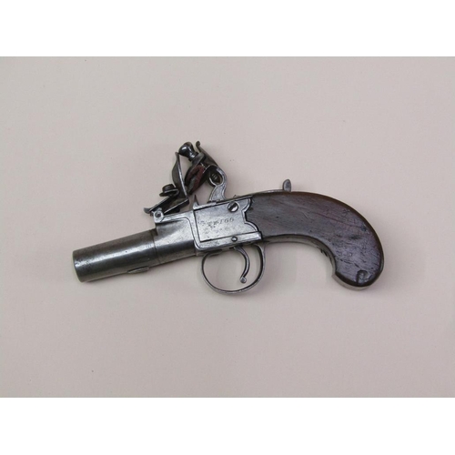 22 - A flintlock pocket pistol by Twigg of London, c1780/1800, 2.5in barrel, 6.25in long.