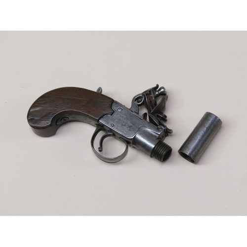 22 - A flintlock pocket pistol by Twigg of London, c1780/1800, 2.5in barrel, 6.25in long.