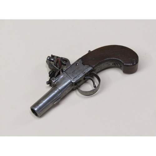 22 - A flintlock pocket pistol by Twigg of London, c1780/1800, 2.5in barrel, 6.25in long.