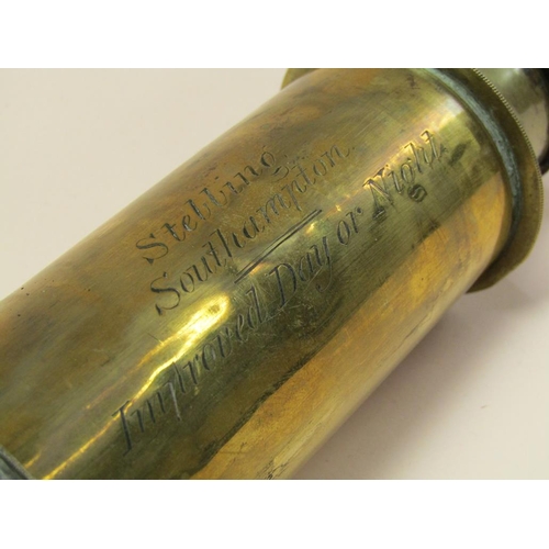 47 - An early 19c single draw telescope, the draw tube engraved 'Stebbing , Southampton Improved Day or N... 