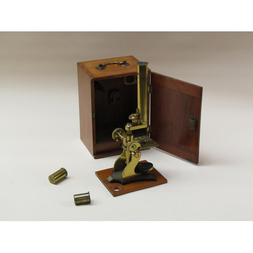 52 - A late 19c Society of Arts prize model educational microscope with a single objective and plain stag... 