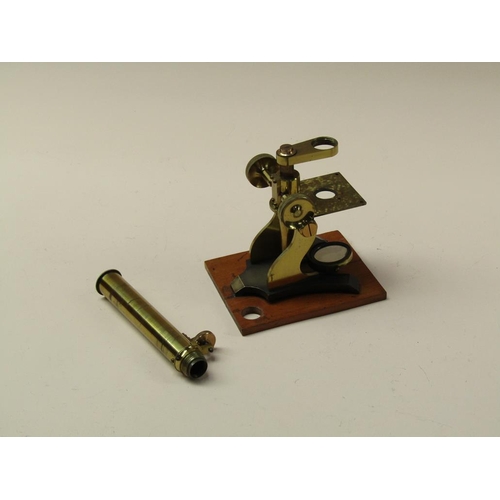 52 - A late 19c Society of Arts prize model educational microscope with a single objective and plain stag... 