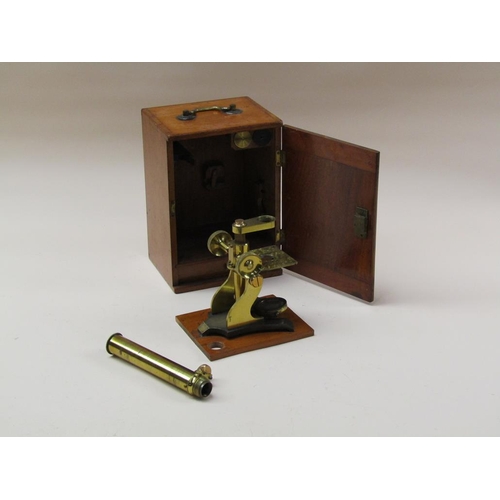 52 - A late 19c Society of Arts prize model educational microscope with a single objective and plain stag... 