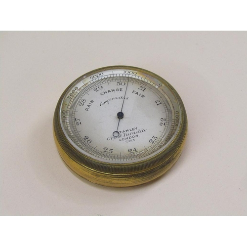 83 - An early 20c Stanley, Great Turnstile, London pocket barometer, in original leather case, the barome... 