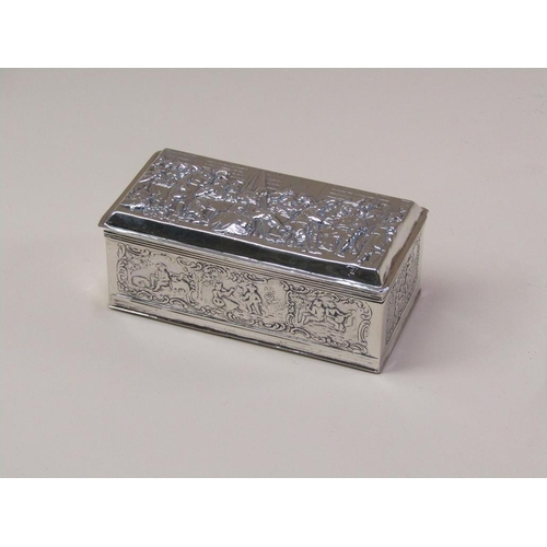 155 - A late 19c/early 20c sterling silver table box, of rectangular form with a gilt lined interior, the ... 