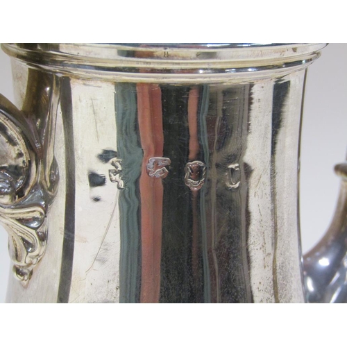 160 - A George II silver coffee pot of baluster form on a circular stepped base, London 1755, makers mark ... 