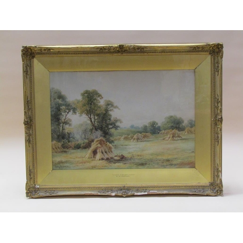 224 - H H Parker - Cornfield at Stratford On Avon, signed watercolour, framed and glazed, 37cm x 54cm.