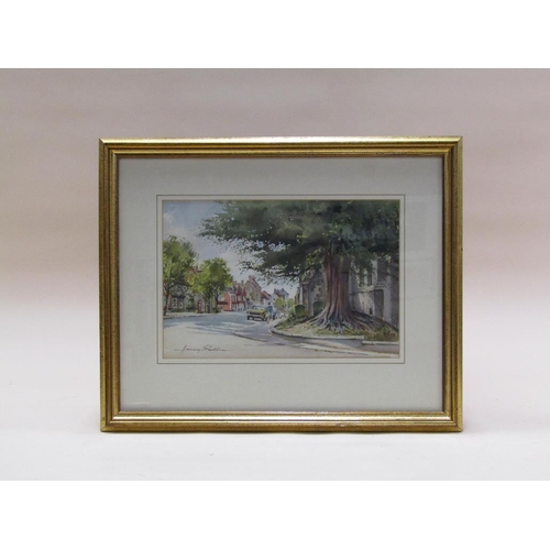 228 - Harry Sheldon - The Yew Tree, signed watercolour, framed and glazed, 17cm x 26cm.