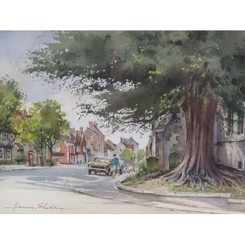 228 - Harry Sheldon - The Yew Tree, signed watercolour, framed and glazed, 17cm x 26cm.